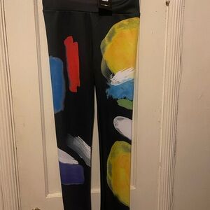 Fashion Nova Black  Leggings with Colorful Paint Splotches